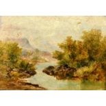 19th Century English School, A pair of oil on panel scenes of figures in a landscape, 5" x 7.25", (