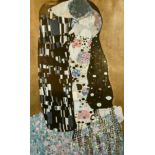 After Gustav Klimt, 'The Kiss', mixed technique, mostly photolithograph, 32.5" x 20".