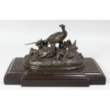 Jules Moigniez (1835-1894) French, a family group of Pheasants, patinated bronze, on a stepped