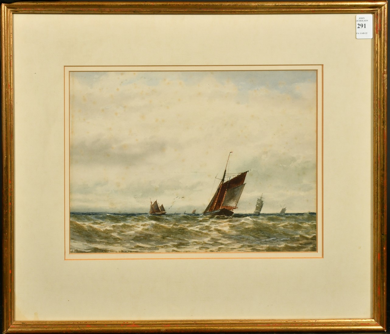 Attributed to Thomas Bush Hardy (1842-1897) British, Fishing boats offshore, watercolour, - Image 2 of 4