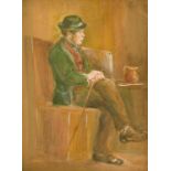 Erskine Nicol (1825-1904) A scene of an elderly gentleman in a tavern, watercolour, indistinctly