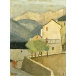 Maurice Fleury (b. 1920) French, an oil sketch of a Continental country town, oil on board, 8.75"