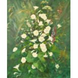 20th Century School, a still life of field flowers and foliage, oil on canvas, 30" x 25".