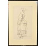 Fred Roe (1864-1947) British, a pencil sketch of an elegant lady in a bonnet, signed and dated 1891,