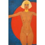 Kanwaldeep Singh Kang, signed Nicks (1964-2007) British, a stylised standing female nude with gilded