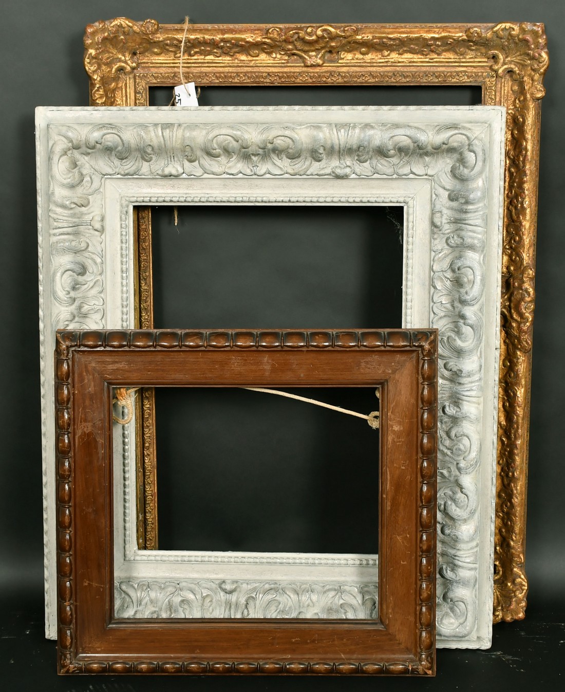 An early 20th Century silvered composition frame, rebate size 142 x 18", (35 x 46cm, along with a - Image 2 of 2