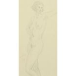 Kanwaldeep Singh Kang, signed Nicks (1964-2007) British, a pencil study of a standing female nude,