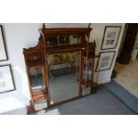 A good late Victorian inlaid rosewood overmantle mirror.