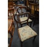 An occasional chair and two Victorian chairs.