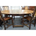 A good large oak drop-leaf gate-leg dining table.