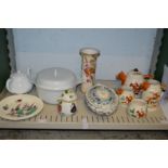 A fox hunting four-piece tea service and other decorative china.