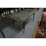 A good continental style marble polished steel brass rectangular classical style coffee table on