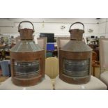 A good large pair of copper port and starboard ship's lanterns by Meteorite, numbered 57856 and