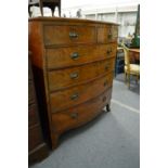 A 19th century mahogany bow front large chest of drawers.