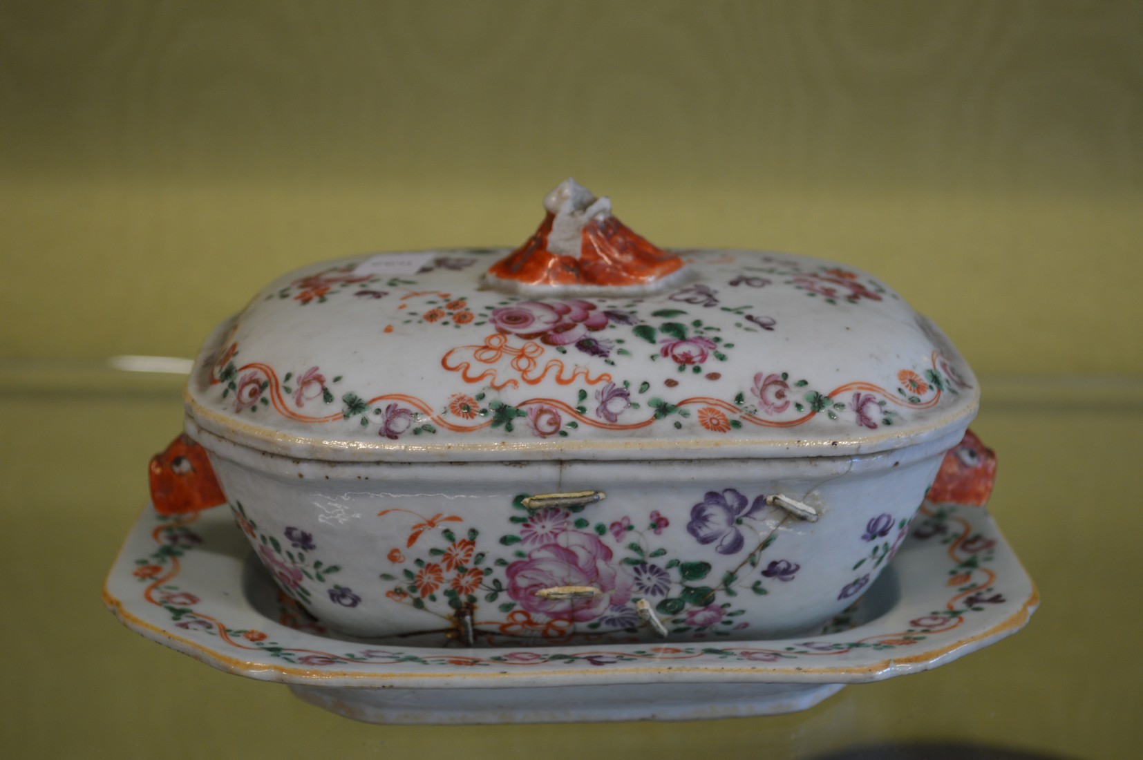 A Famille Rose small tureen, cover and stand.