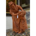 A large terracotta model of the Pear's Soap group "You Dirty Boy" (AF).