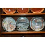 Five Chinese plates decorated with figures and landscapes.