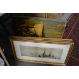 A pair of nautical pictures and a pair of pictures depicting sheep.