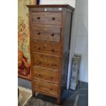 A modern yew wood six-drawer pedestal chest.