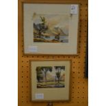 L R Howey, two small pictures depicting the Lake District watercolours.