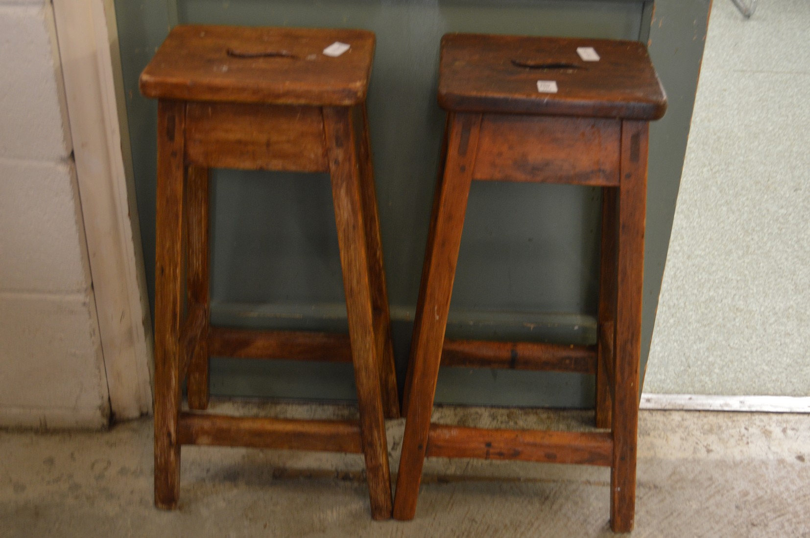 A pair of pine stools.