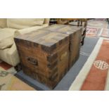 An old iron bound oak silver chest.