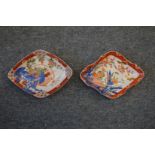 Two Imari lozenge shaped dishes.