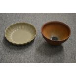 A Chinese hare's fur bowl and a Celadon lobed dish.