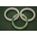 Three Chinese jade bangles.