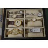 Seven various wristwatches.