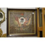 A sailor's love token, an embroidered picture, framed and glazed.