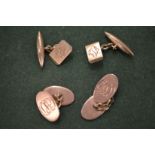 Two pairs of 9ct gold cufflinks.