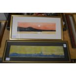 Two small modern watercolours depicting landscapes / seascapes.