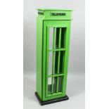 A GREEN PAINTED WOODEN TELEPHONE BOX. 2ft 9ins high.