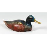 A PAINTED DECOY DUCK. 13ins long.
