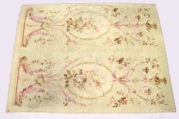 AN AUBUSSON TAPESTRY WALL HANGING, beige ground decorated in the classical taste with stylized