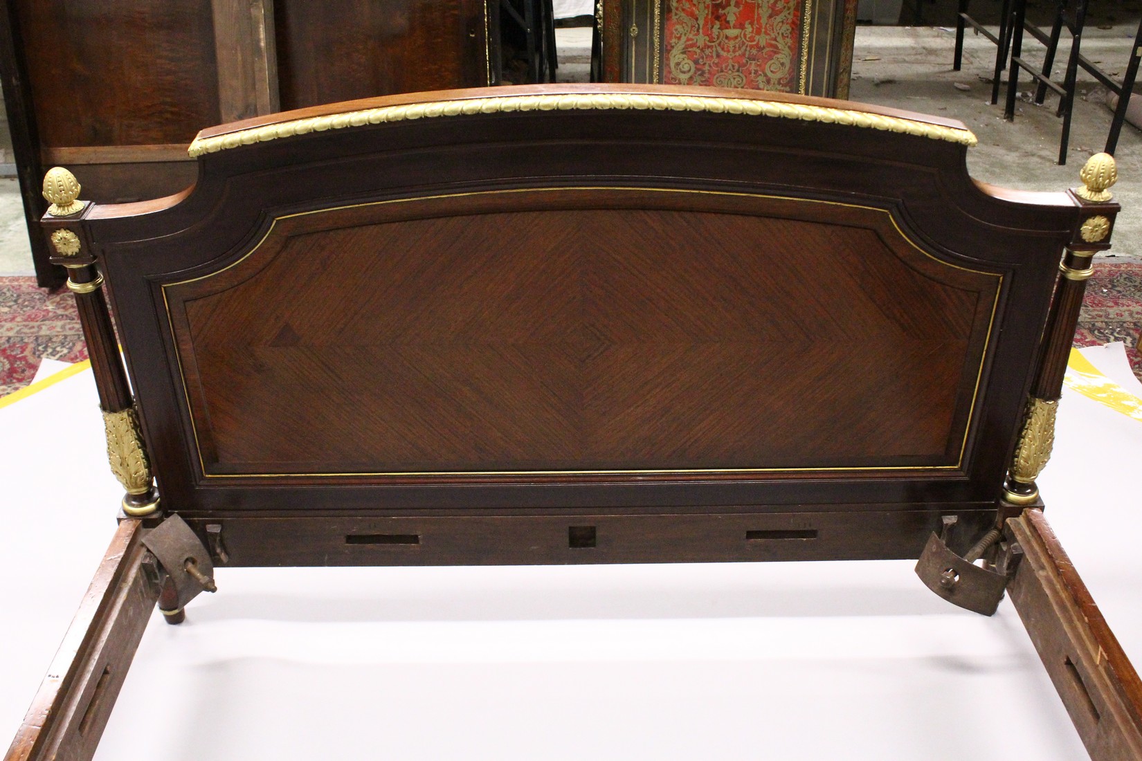 A GOOD LATE 19TH CENTURY FRENCH LOUIS XVI STYLE KINGWOOD MAHOGANY AND ORMOLU BED FRAME, the - Image 6 of 7
