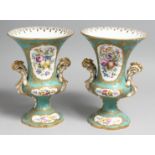 A PAIR OF 19TH CENTURY COALPORT VASES painted with fruit by Wm. Cook.