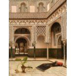 TOMAS ACERES, THOMAS ACEVES DE LOREDO (19TH/20TH CENTURY), COURTYARD OF A MOORISH PALACE, oil on