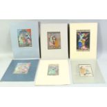 A MIXED LOT OF SIX JEWISH JUDAICA MINIATURES / PICTURES, each of varying size, subject and media.