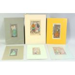 A MIXED LOT OF SIX JEWISH JUDAICA MINIATURES / PICTURES, each of varying size, subject and media.