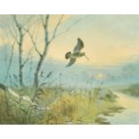 John Cyril Harrison (1898-1985), a print of a bird over a landscape, signed in pencil and numbered