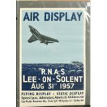 An original poster, Lee on Solent air display 1957, 30" x 20", (unframed).