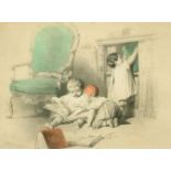 Jules David, A 19th Century hand coloured lithograph, The young Bibliophiles, 5.75" x 7.5".