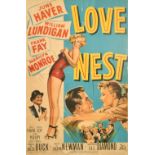 A 1950's poster for the Marilyn Monroe film 'Love Nest', NSS ref 51/534, 39" x 25.5".