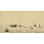 Rowland Langmaid (1897-1956) British, 'The Royal Yacht Victoria and Albert', etching, signed in