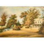 19th Century School, a view of an angler by a country house, possibly colonial, watercolour, 13" x