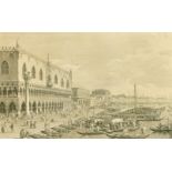 After Canaletto, 19th Century, 'Doges Palace, St. Marks, Venice', An antique copper plate engraving,