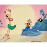 Myron Waldman (1908-2006), 'Dancing on the Beach', a Popeye cartoon cel, mixed technique, hand