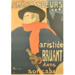 After Toulouse Lautrec, 'Ambassadeurs, Aristide Bruant', 20th Century, Colour Print, 35.5" x 23.5".